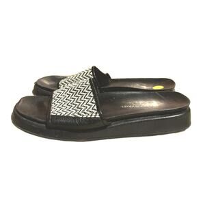 Y2K Sonia Rykiel Black & White Woven Leather Slides – Size 6M